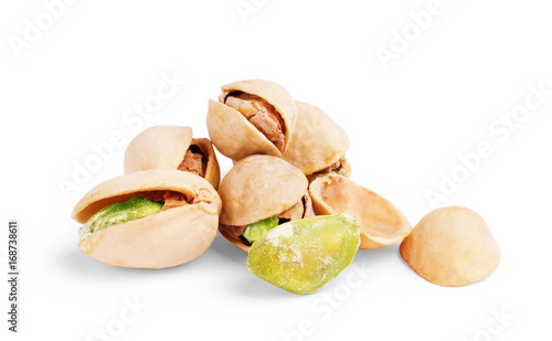 Pistachio nuts. Isolated on a white background. photo