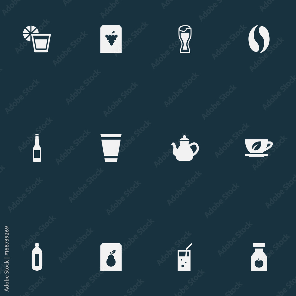 Vector Illustration Set Of Simple Beverage Icons. Elements Coffee