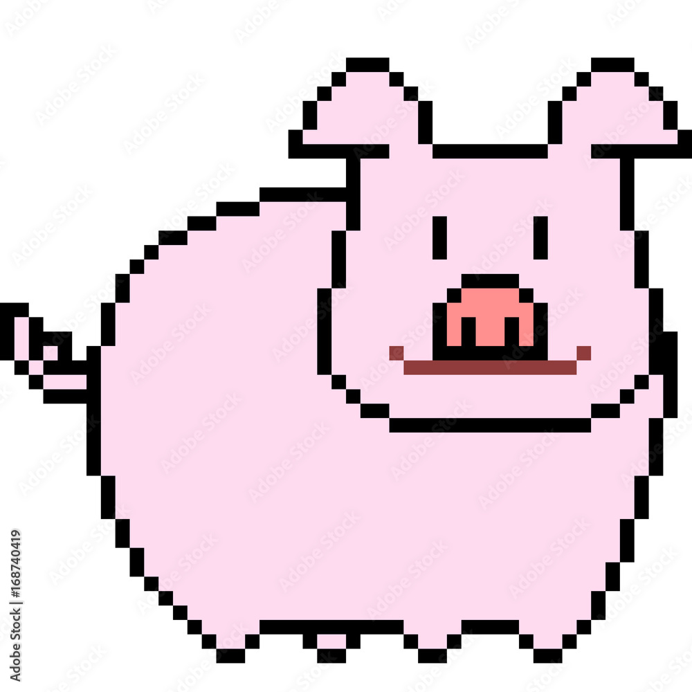 vector pixel art pig