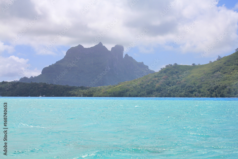 View from sea on mount Otemanu on Bora Bora island View from sea on mount Otemanu on Bora Bora island