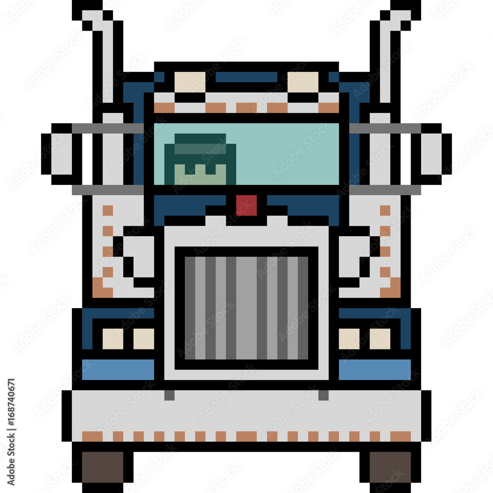 vector pixel art truck front