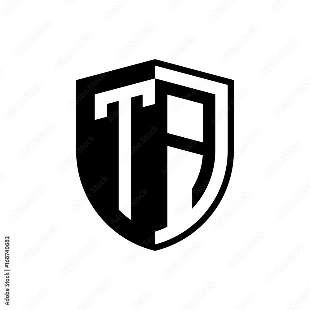 Initial two letter logo shield vector black