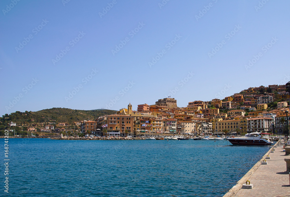 The port of Porto Santo Stefano with its spanish Fort, Italy