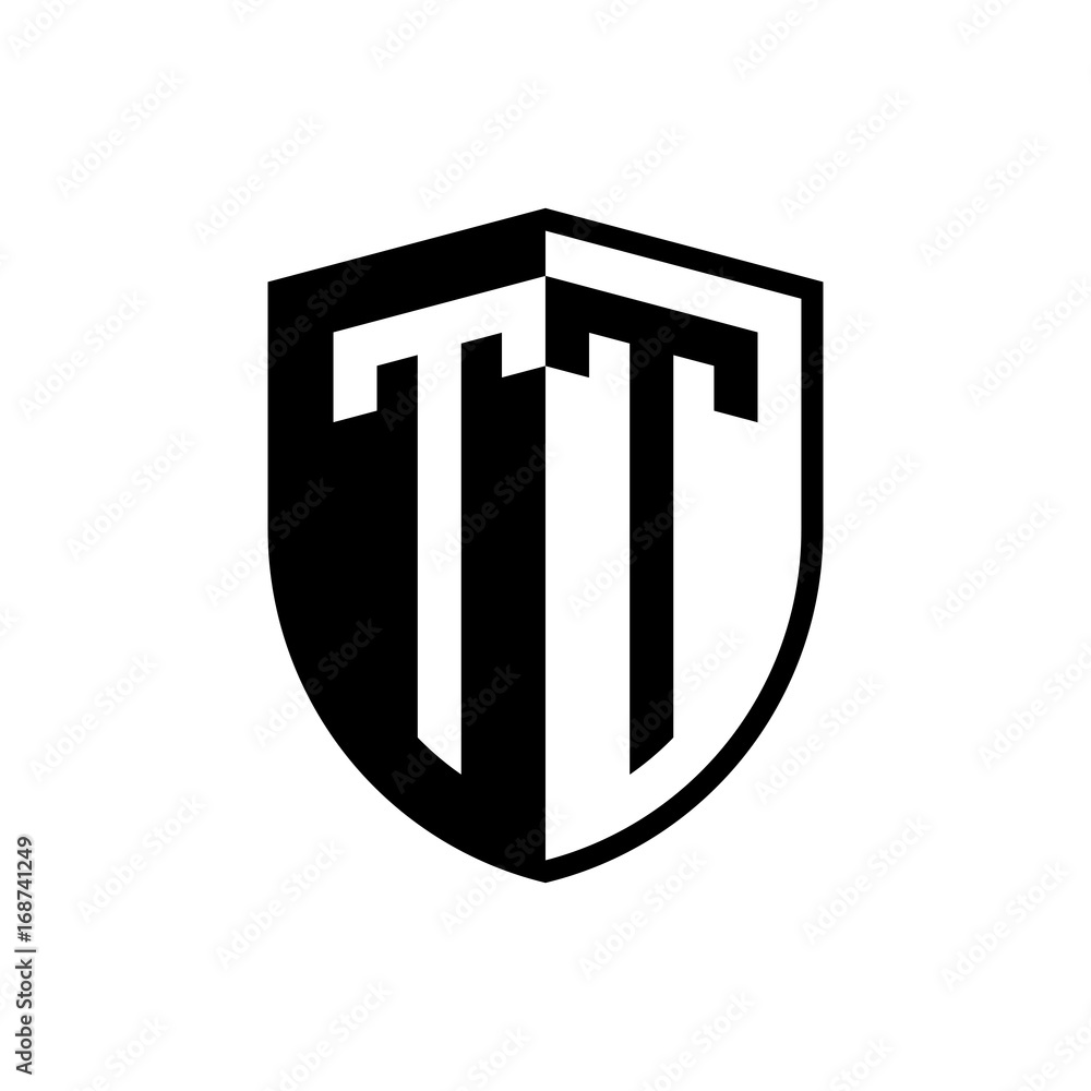 Initial two letter logo shield vector black Initial two letter logo shield vector black
