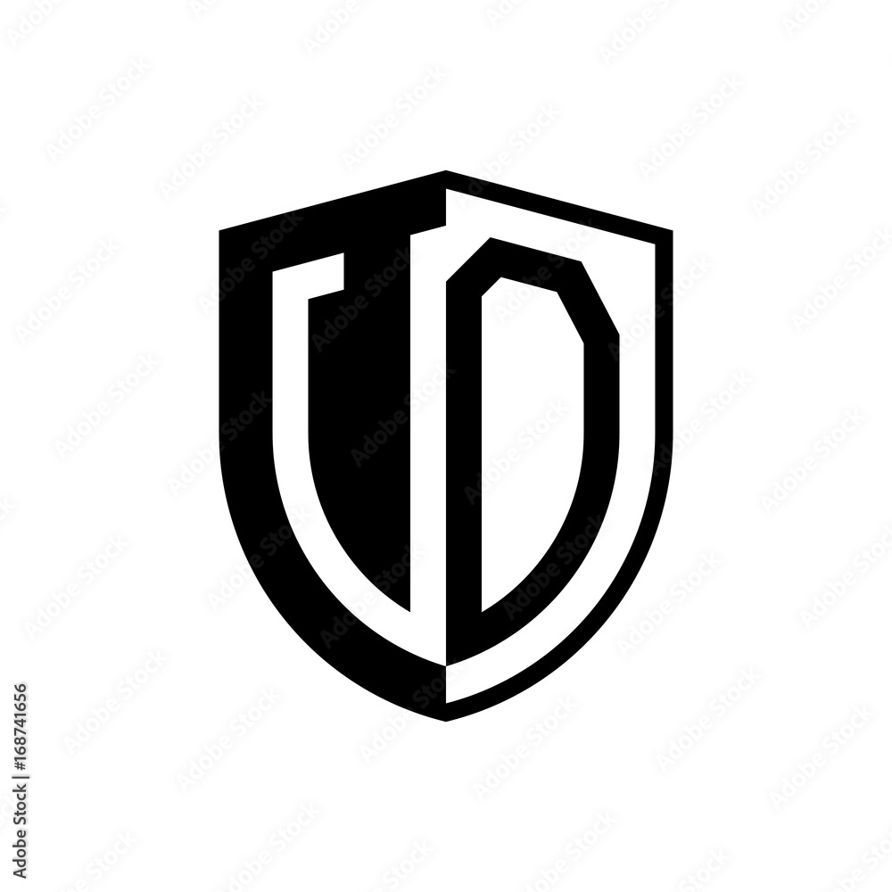 Initial two letter logo shield vector black Initial two letter logo shield vector black