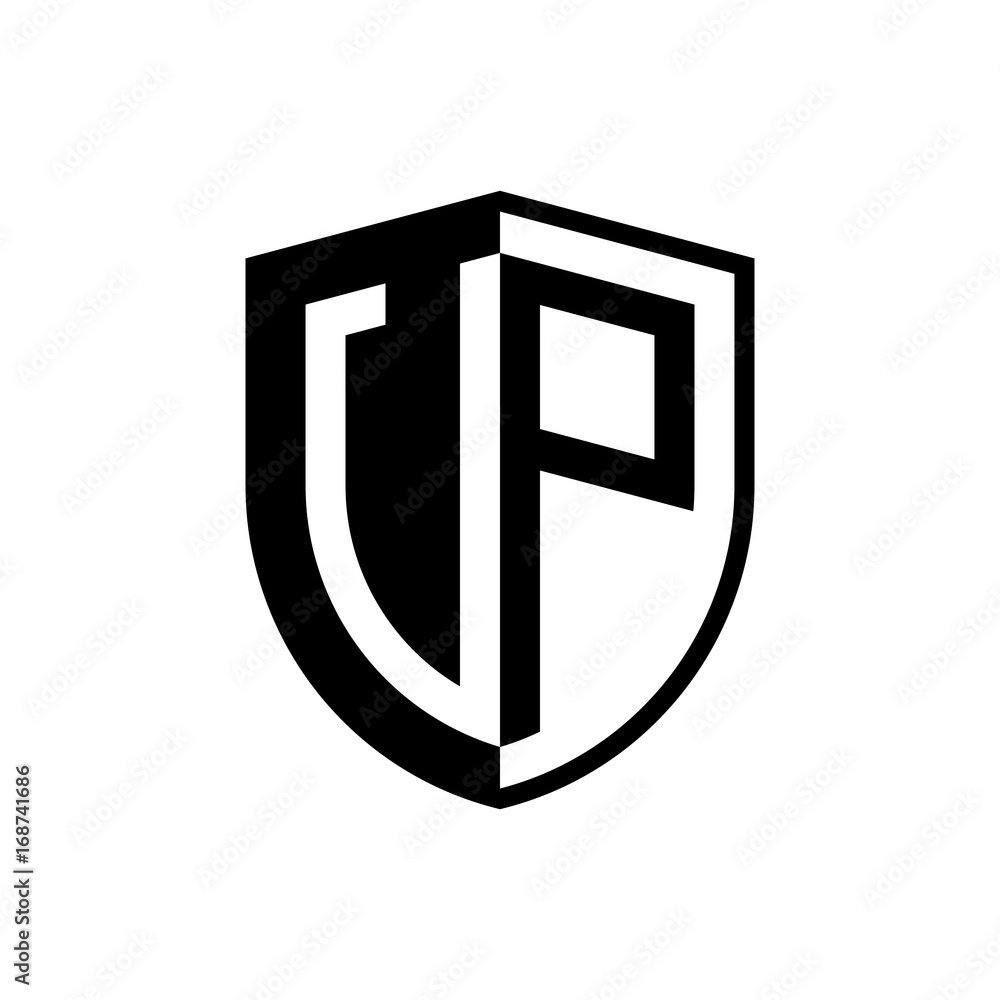 Initial two letter logo shield vector black Initial two letter logo shield vector black