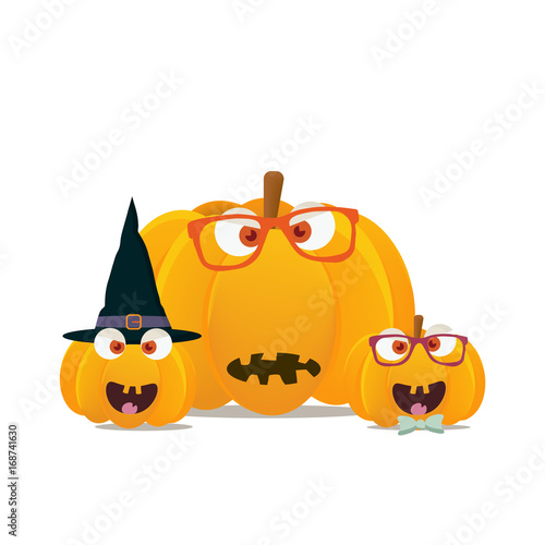 Vector illustration:Halloween pumpkins mascots isolated.