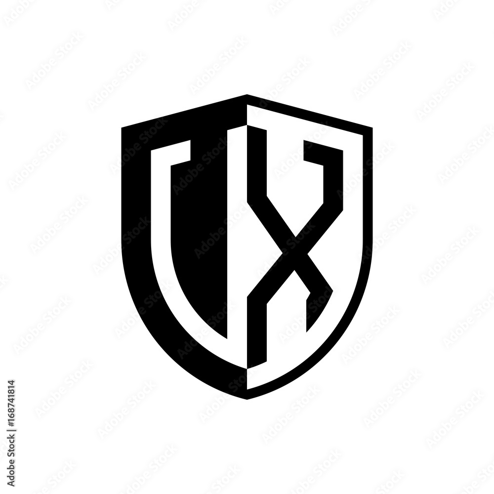 Initial two letter logo shield vector black Initial two letter logo shield vector black