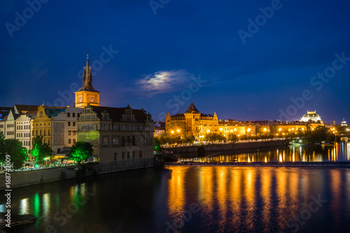 Night view at old town, Vltava river in Prague, Czech Republic