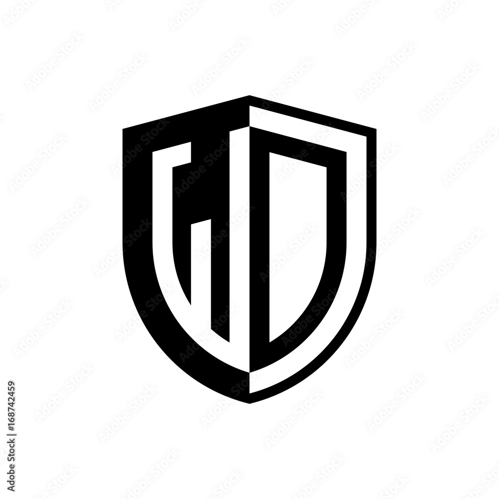 Initial two letter logo shield vector black Initial two letter logo shield vector black