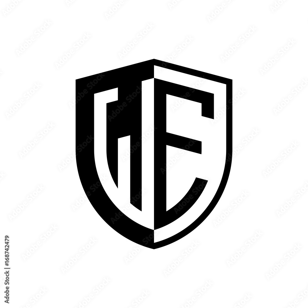 Initial two letter logo shield vector black Initial two letter logo shield vector black