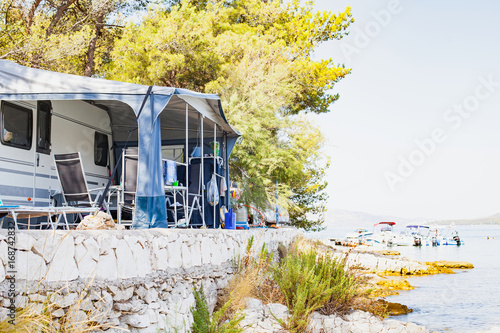 Fototapeta Naklejka Na Ścianę i Meble -  Camper vans by the seaside