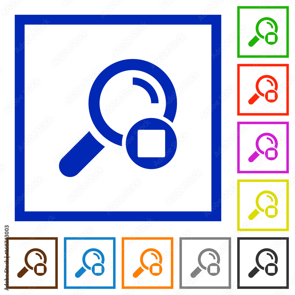 Stop search flat framed icons Stop search flat framed icons