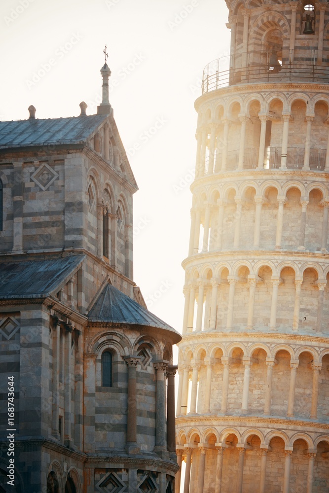 Leaning tower in Pisa sunrise