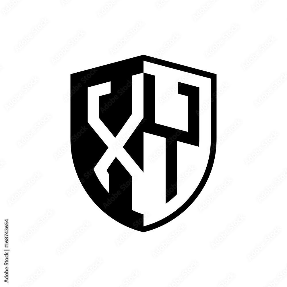 Initial two letter logo shield vector black Initial two letter logo shield vector black
