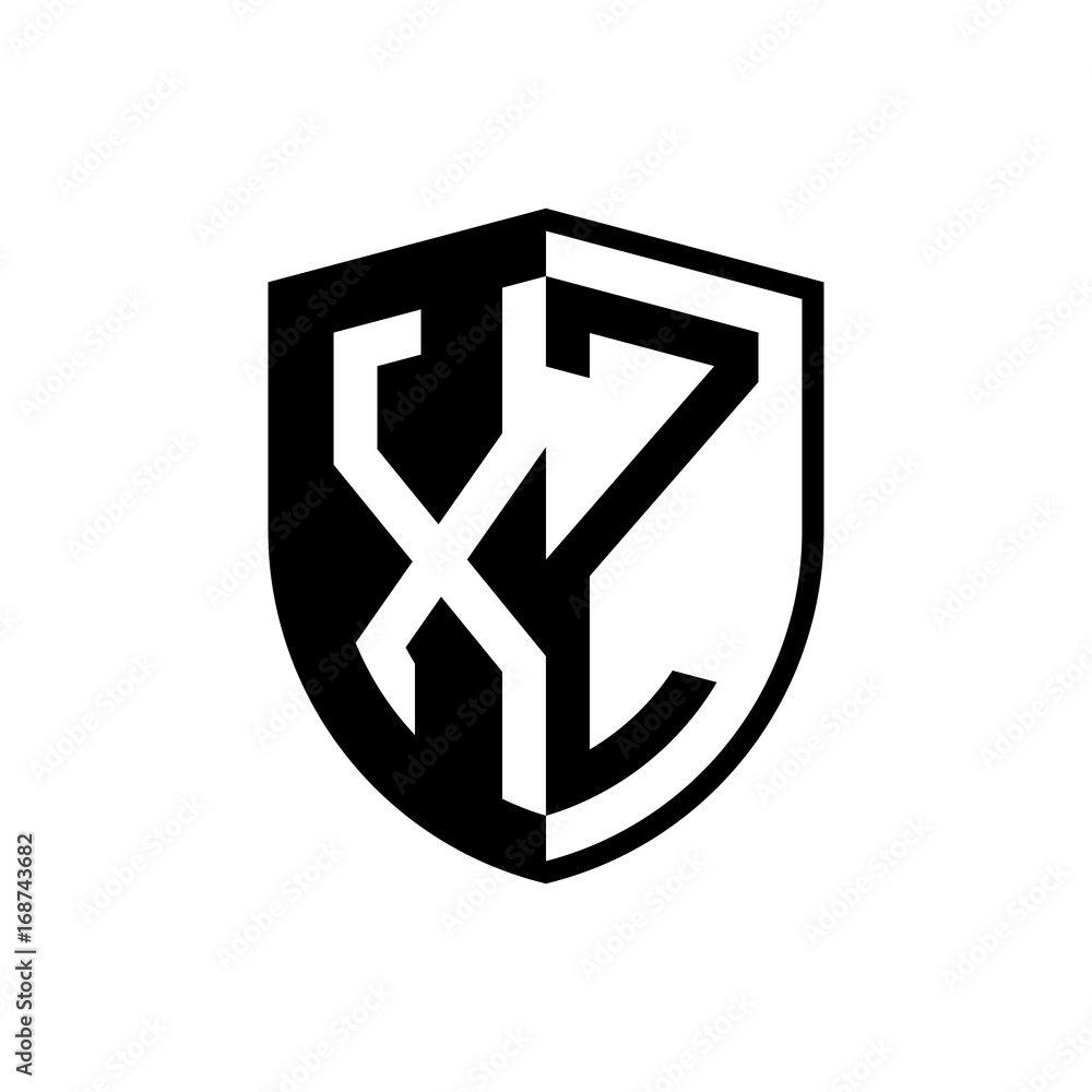 Initial two letter logo shield vector black Initial two letter logo shield vector black