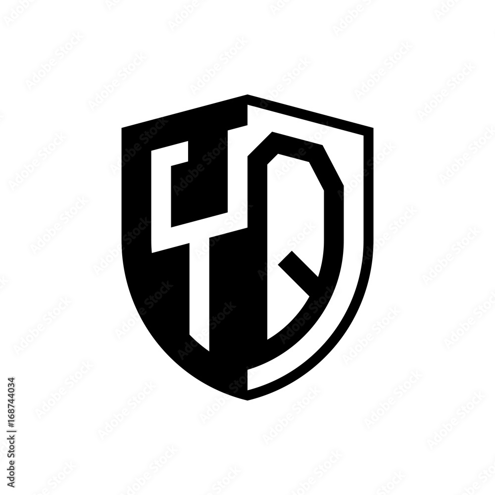 Initial two letter logo shield vector black Initial two letter logo shield vector black