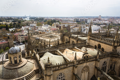 Aerial view of the city of Seville from the Giralda