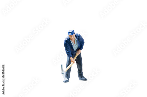 Miniature people worker construction concept on isolate white background with clipping path