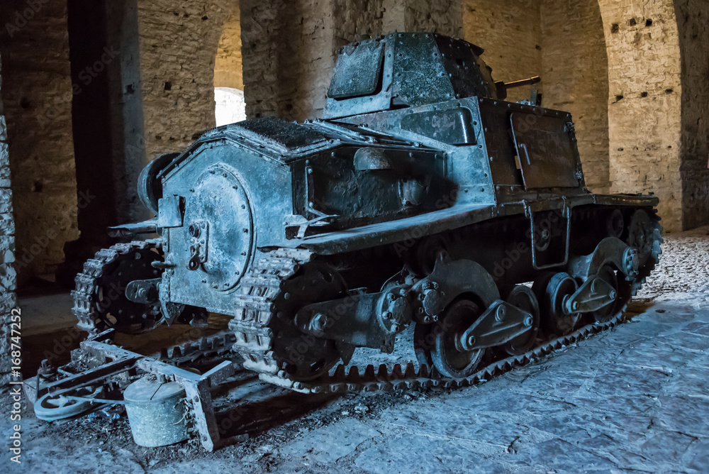 Old Second War Italian Tank  in Gjirokaster, Albania