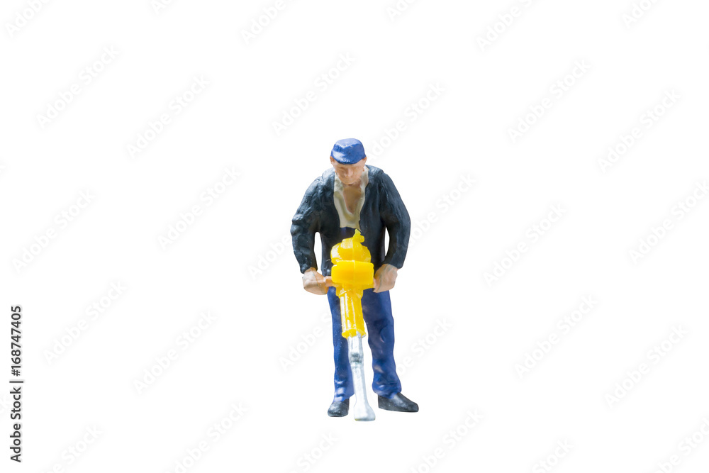 Miniature people worker construction concept on isolate white background with clipping path Miniature people worker construction concept on isolate white background with clipping path