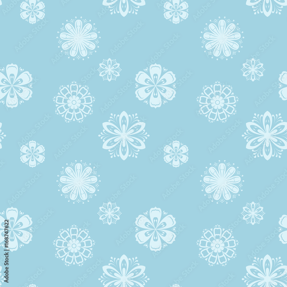 Floral seamless pattern. Blue and white background Floral seamless pattern. Blue and white background