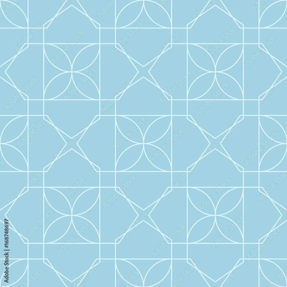 Fototapeta premium Blue and white geometric seamless pattern