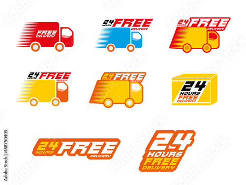 Free Delivery Logos. llustration of icons shipments and free delivery, vector illustration