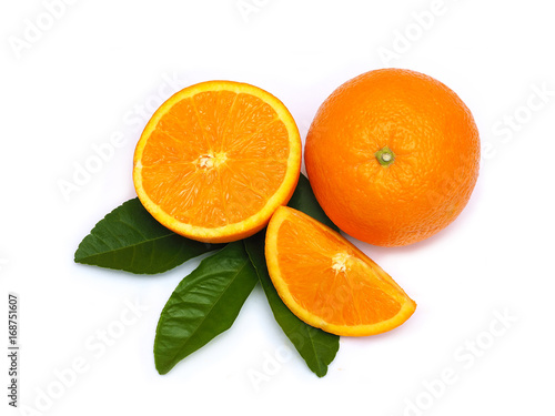 Fresh orange sliced on white background