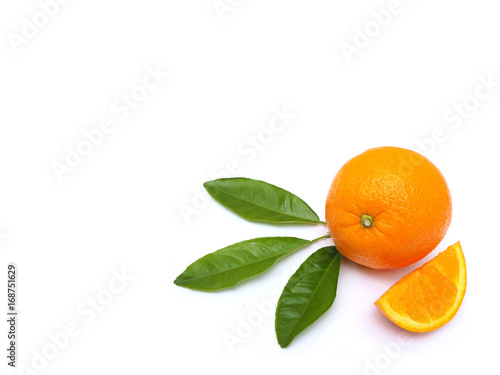 Fresh oranges on white background, Navel orange, oranges concept