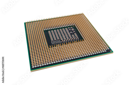 Microprocessor for modern computers and laptops, isolated on white background