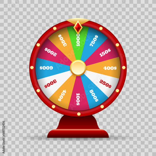 Luck wheel of fortune or lottery spinning game on transparency background vector illustration