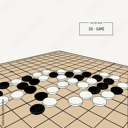 Go or Weiqi (Chinese board game) sketch vector.