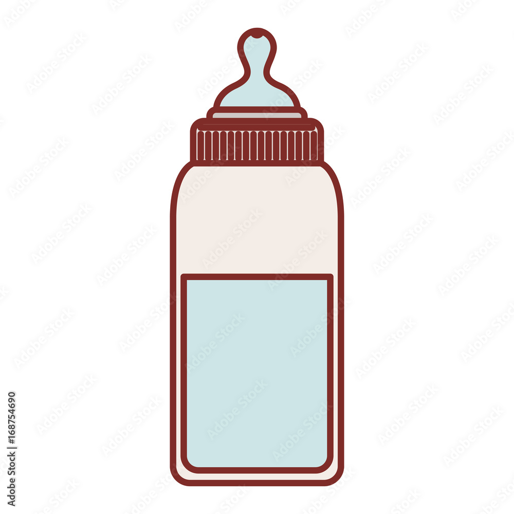 color silhouette with thick contour of bottle baby with pacifier color silhouette with thick contour of bottle baby with pacifier