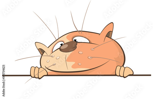  Illustration of a Cute Cat. Cartoon Character