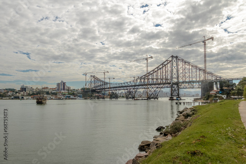 Repairs taking place at Hercilio Luz Bridge - Florianopolis, Santa Catarina, Brazil