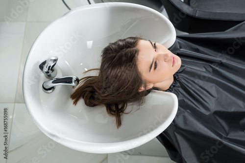 woman having hair wash