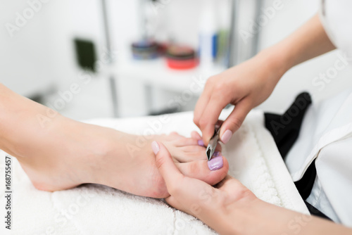 pedicure procedure in beauty salon