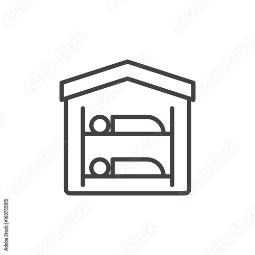 Hostel line icon, outline vector sign, linear style pictogram isolated on white. Symbol, logo illustration. Editable stroke. Pixel perfect vector graphics