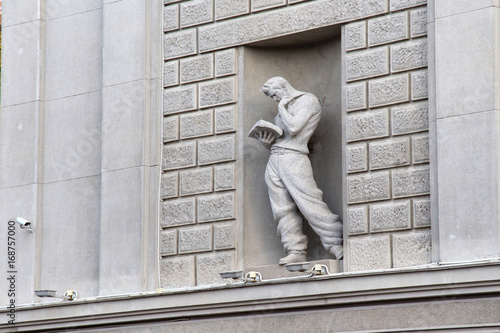 Sculptures of Samara Academic Opera and Ballet Theater. Russia. The building was built in 1931-1932 by N. Katsenelenbogen, according to the project of architect Noah Trotsky photo