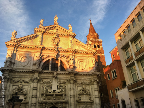 Church in a square in Venice Italy