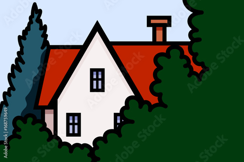 Vector house trees