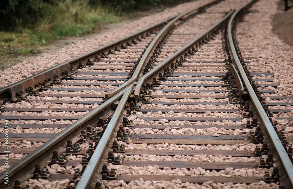 Weiche, Detail einer Weiche, Eisenbahn, Transport 