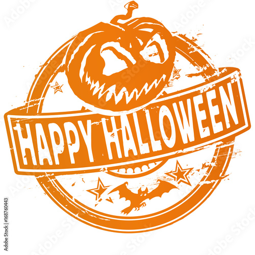 Stempel mit Kürbis und Happy Halloween