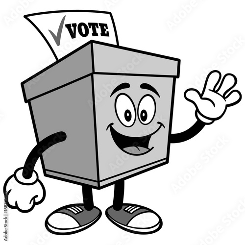 Ballot Box Waving Illustration