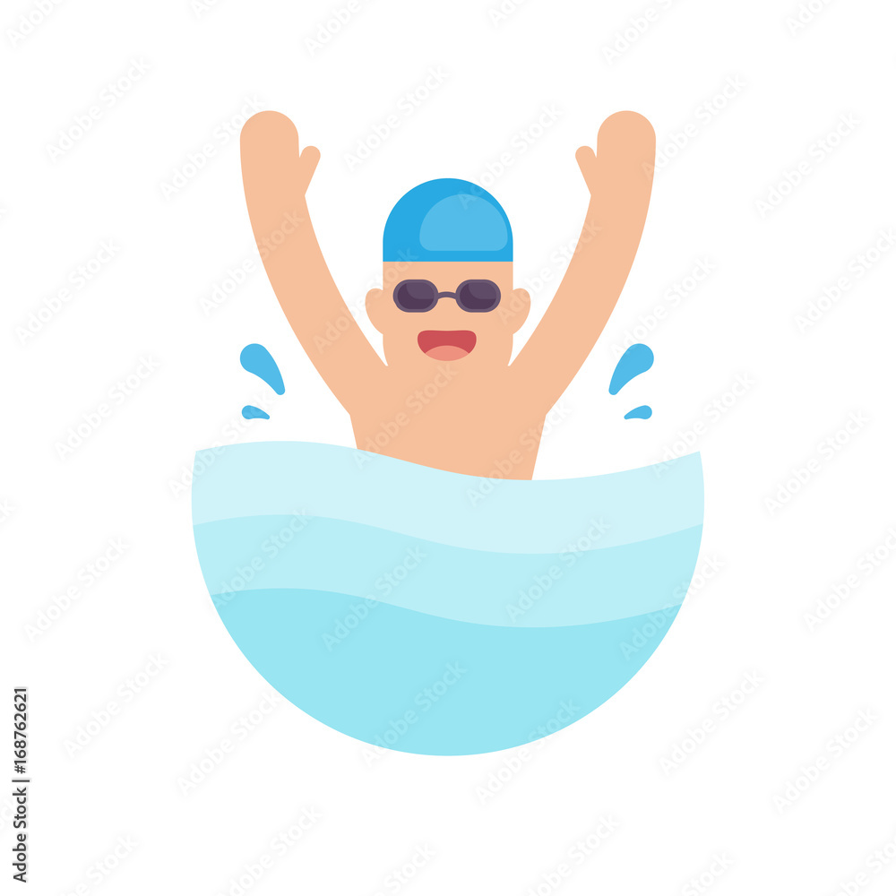 Swimming in the pool, Swimmer concept, vector illustration. Swimming in the pool, Swimmer concept, vector illustration.