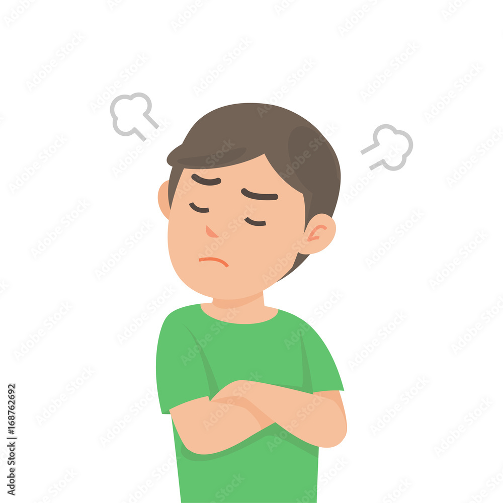 Cute boy gets mad angry fighting with blowing from ears expression, Vector illustration. Cute boy gets mad angry fighting with blowing from ears expression, Vector illustration.