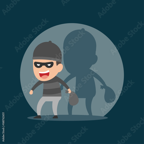thief steals in the night, criminal concept, vector illustration.