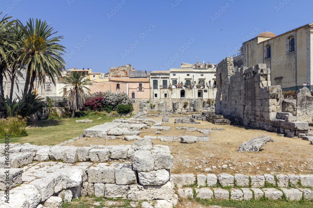 Ruins of Temple of Apollo in Syracuse, Italy
