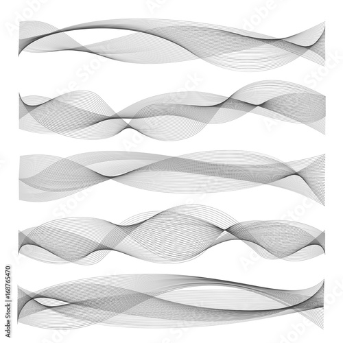 Vector abstract sound waves. Frequency radio wave forms isolated on white background